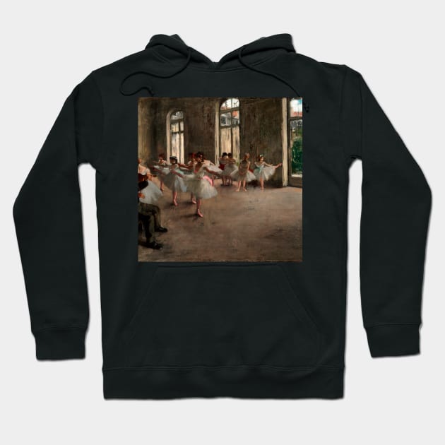 Edgar Degas the rehearsal Before the Ballet Ballerina Dancers Orange Autumn fall Gift Hoodie by CONCEPTDVS